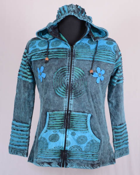 Cotton RAZOR print Mandala Turquoise  Patchwork Jacket G397 